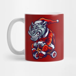 Cute Christmas Rhino on a Tricycle Mug